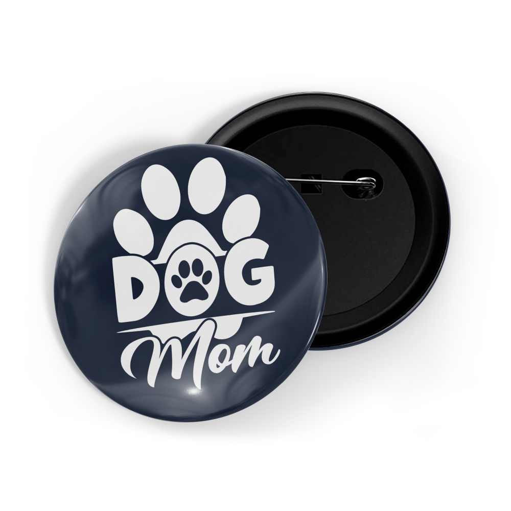 dhcrafts Round Pin Badges Blue Dog Mom Glossy Finish Design Pack of 1 (58mm)